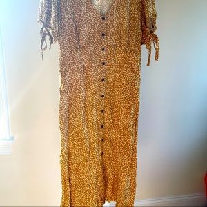 V-Neck Button-up flower print Maxi Dress